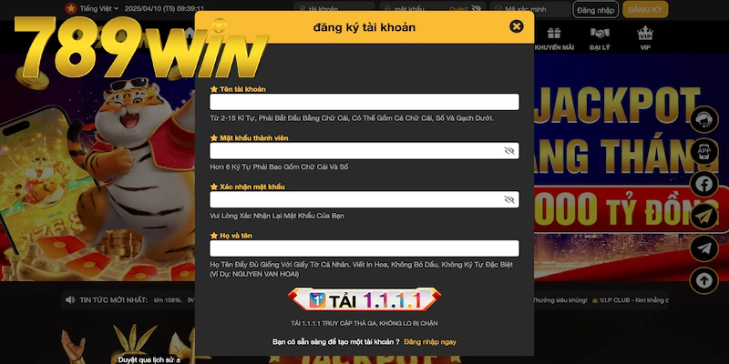 Hình ảnh biểu mẫu đăng ký tại 789win