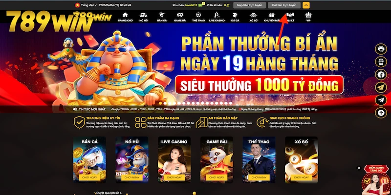 Rút tiền 789win được thực hiện nhanh chóng